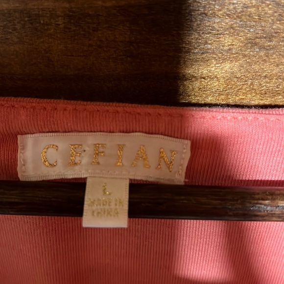 NWOT Cefian snap button double-lined crop top, coral, size large - Picture 6 of 9